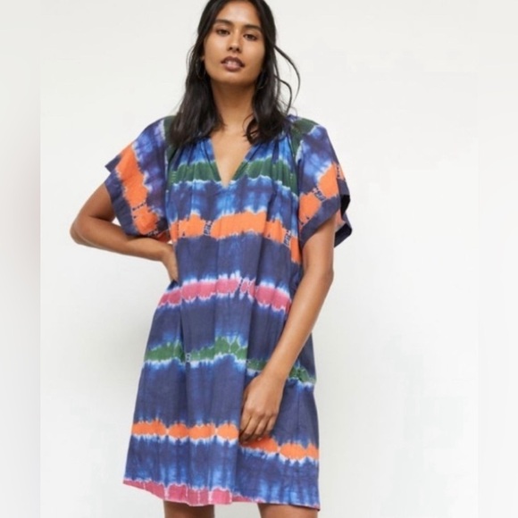 Anthropologie Velvet By Graham & Spencer Striped Tie Dye Mini Dress Size Small - Picture 11 of 11
